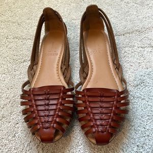 J.Crew brown leather Huarache sandals.